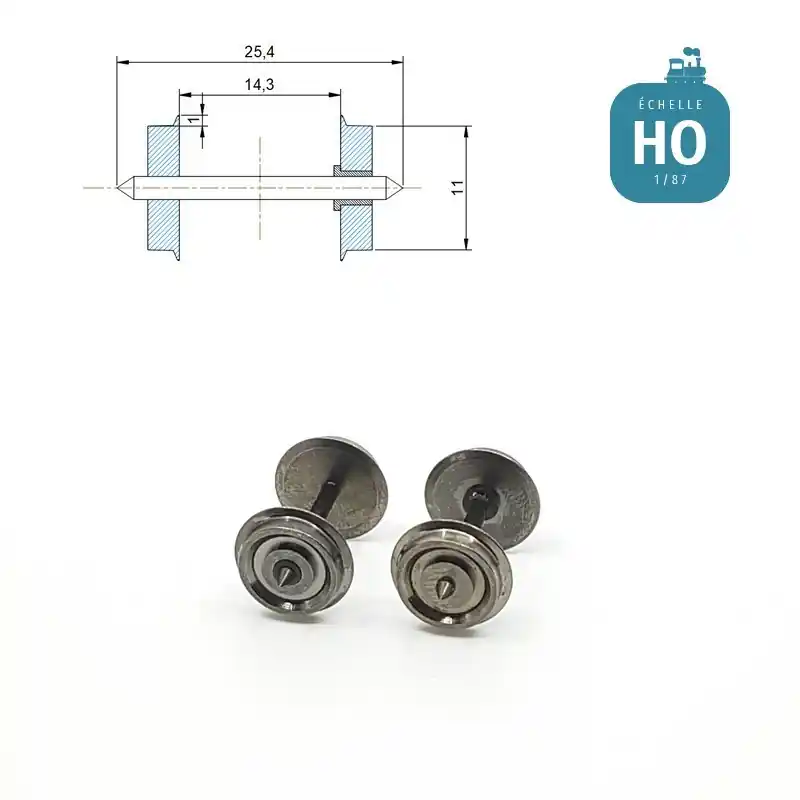 Essieux NEM (2 pcs) pour wagon Jouef diamètre 11,0 mm HO MAK6139 Prix Cassé