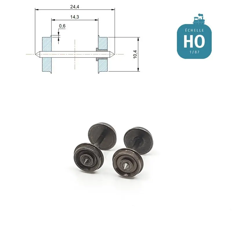 Authentique Essieux RP25 (2 pcs) pour wagon Lima diamètre 10,4 mm HO MAK8108