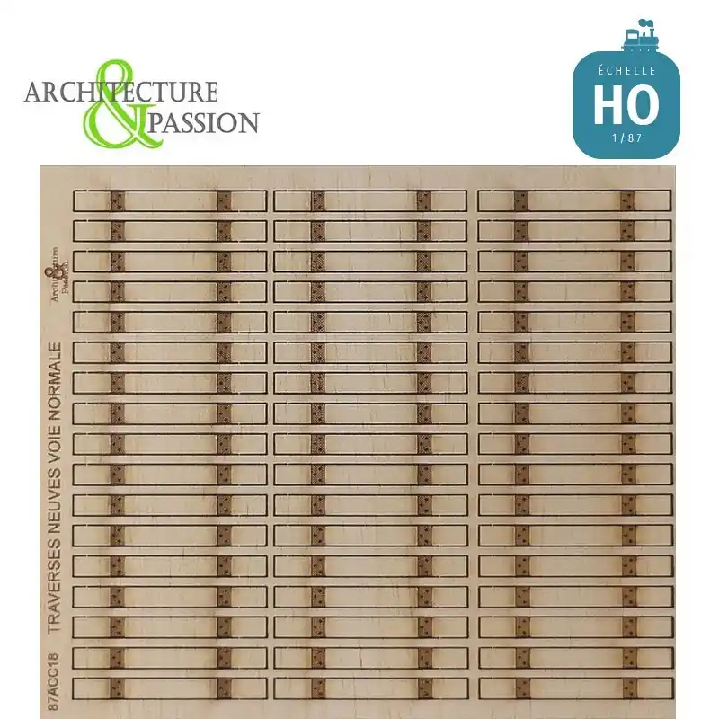 Offre Exclusive Ensemble de 63 traverses neuves en bois pour voie normale HO Architecture & Passion 87TRA01