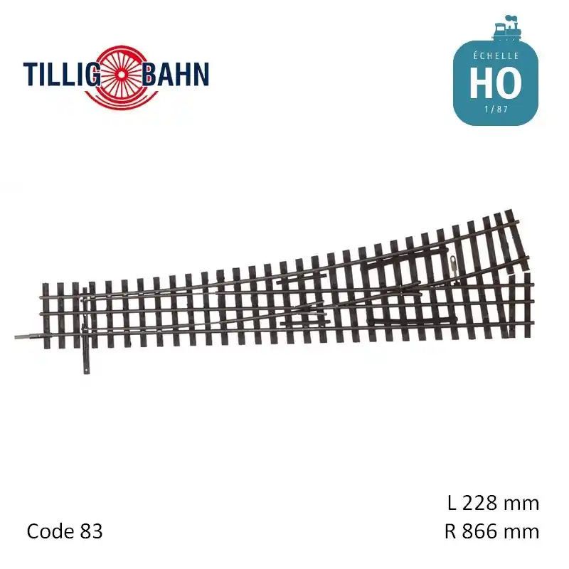 Seulement Aujourd'hui Aiguillage à gauche Elite HO/HOe-HO 15° R866 228 mm Tillig 85196