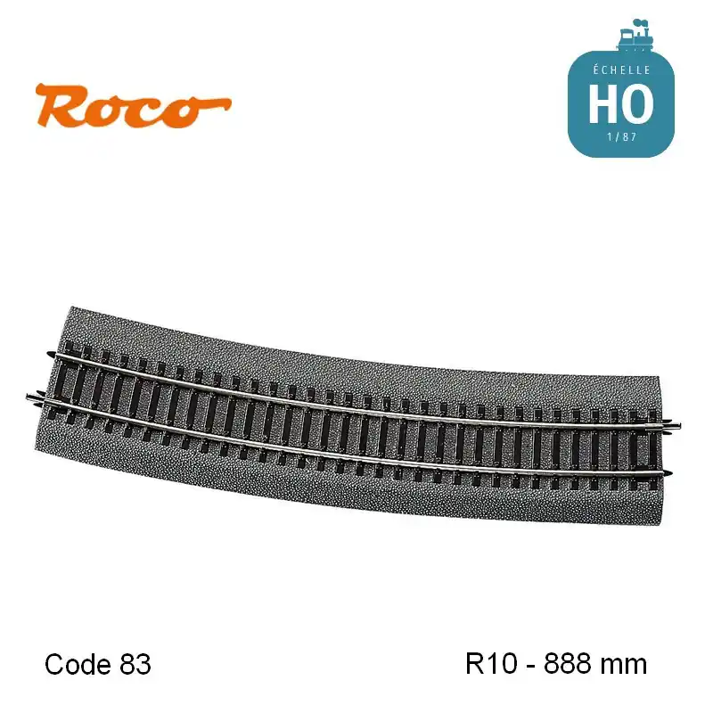 Acheter En Ligne Rail courbe RocoLine ballastée R10 888mm code 83 HO Roco 42528