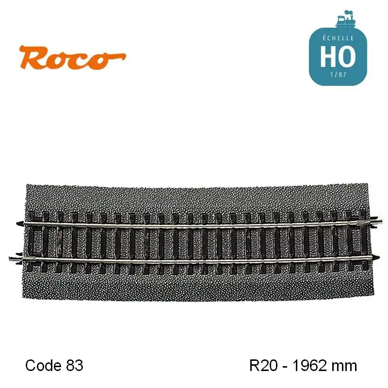 Offre Exclusive Rail courbe RocoLine ballastée R20 1962mm code 83 HO Roco 42530
