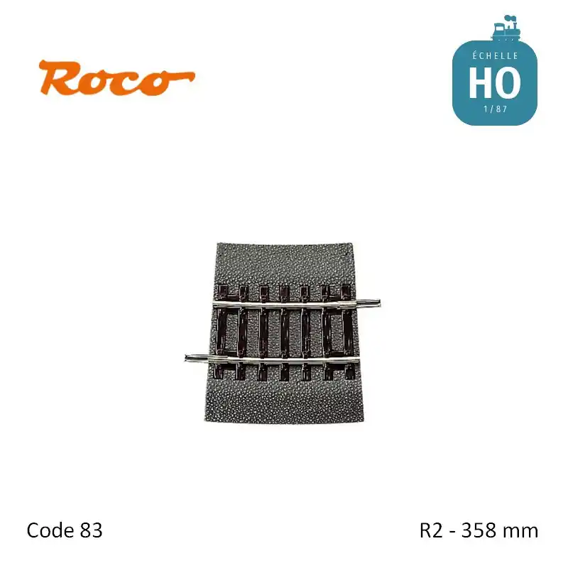 Rail courbe Roco-Line ballastée R2 1/4 358 mm code 83 HO Roco 42508 Retour Gratuit