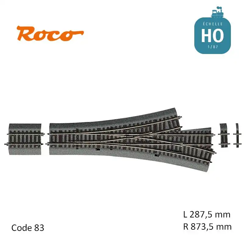 Paiement Sécurisé Aiguillage triple asymétrique Roco-Line ballastée R873,5mm 15° Code 83 HO Roco 42543