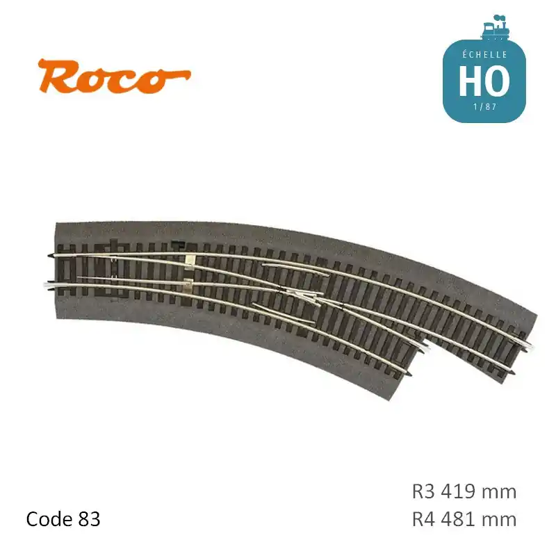 Populaire Aiguillage courbe à droite Roco-Line ballastée R3/R4 R419/481mm 30° Code 83 HO Roco 42573