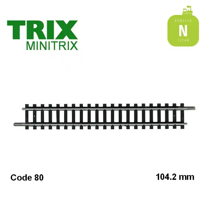 Rail droit 104,2 mm Code 80 N Minitrix 14904 Satisfait Ou Remboursé