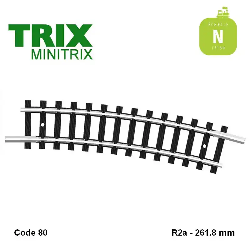 Rail courbe R2a 261.8mm code 80 N Minitrix 14911 Solde