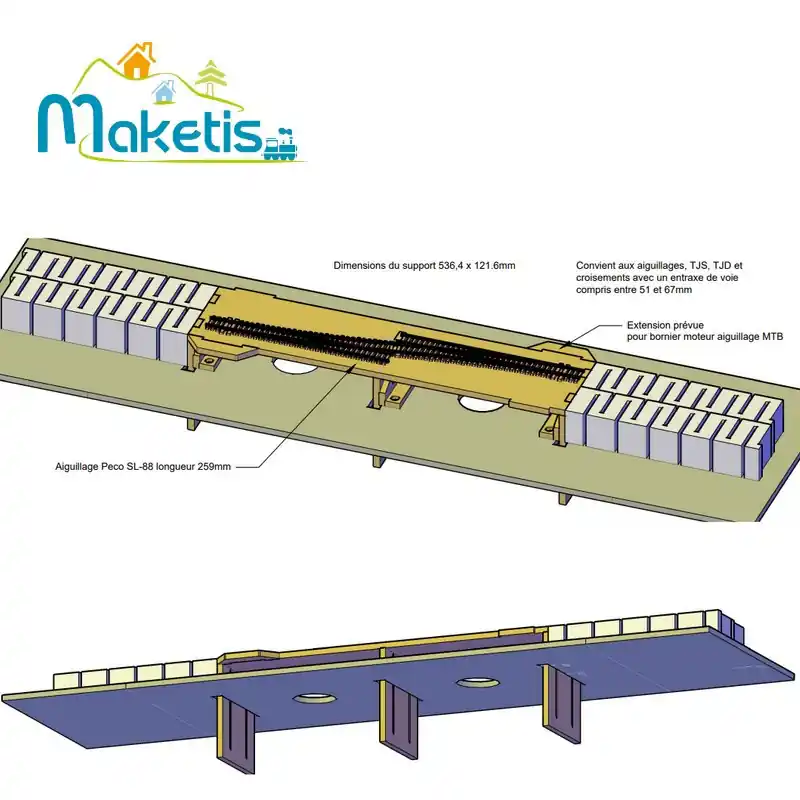 Bon Marché Support moteur d‘aiguillage relief positif droit double voie MOD20501
