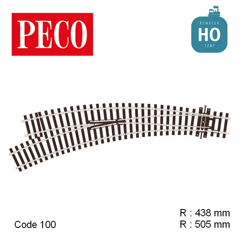 Aiguillage courbe à gauche Unifrog R505/438mm 11,25° code 100 HO Peco SL-U77 Dernière Chance
