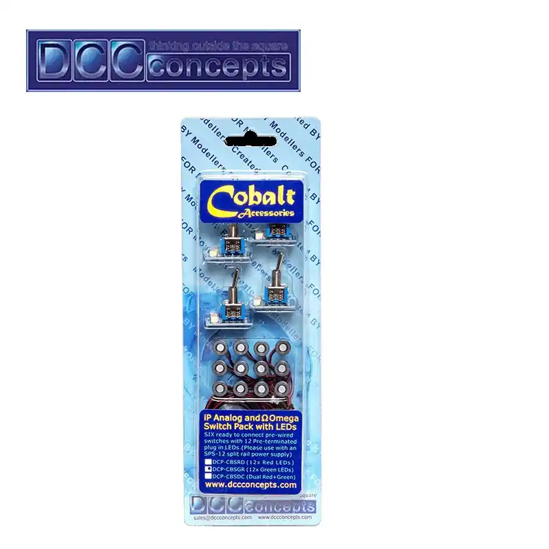 Nouvelle Collection Set 6 interrupteurs avec Leds (Rouge et Vert) pour moteur Cobalt iP Analog et Omega DCCconcepts DCP-CBSDC