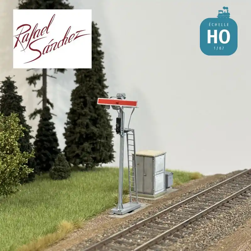 Signal mécanique SNCF unifié Sémaphore 1958 Epoque V (mât gris clair) HO Rafael Sanchez FR0215 Paiement Sécurisé