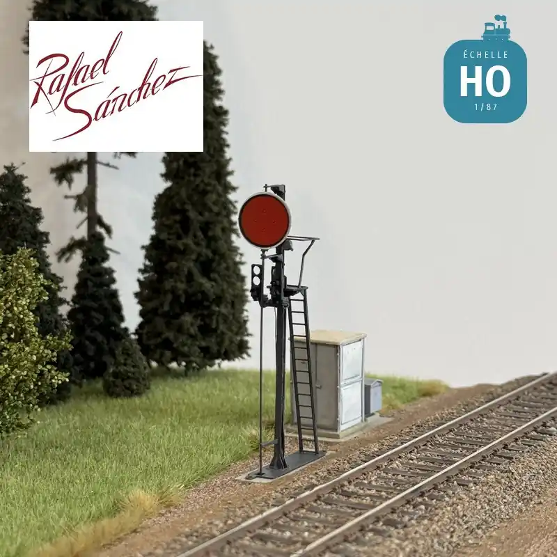 Signal mécanique SNCF unifié Disque rouge Epoque IV (mât gris foncé) HO Rafael Sanchez FR0124 Achat Immédiat