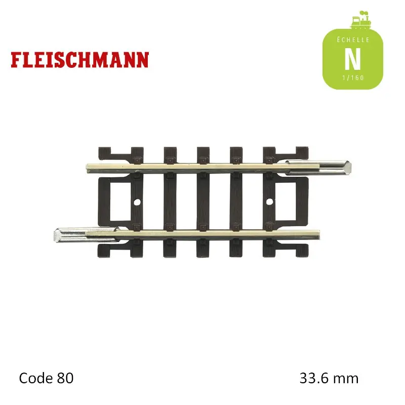 Rail de compensation droit N-Track L33,6mm Code 80 N Fleischmann 22206 Haute Qualité