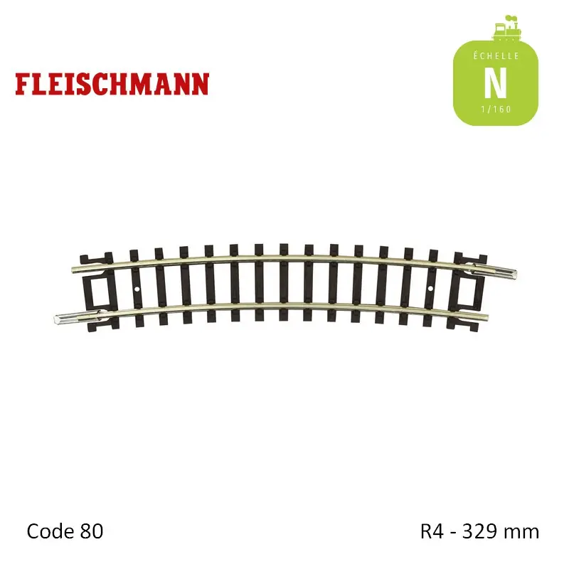 Vente Flash Rail courbe N-Track R4 329mm 15° Code 80 N Fleischmann 22225