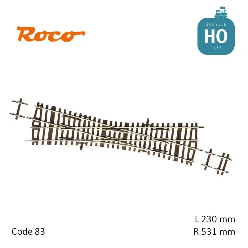 Traversée jonction simple EKW15 15° R531 L 230 mm Roco-Line Code 83 HO 42449 Dernière Chance