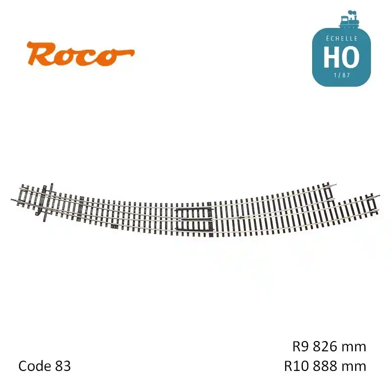 Aiguillage courbe à gauche Roco-Line R9/R10 826/888mm 30° Code 83 HO Roco 42478 Prix Bas