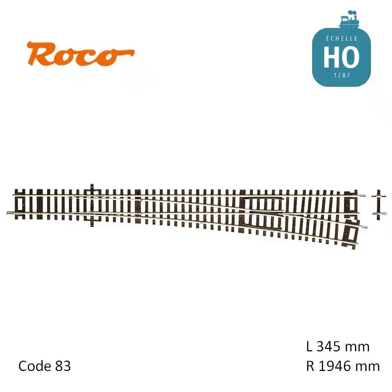 Quantité Limitée Aiguillage à droite Roco-Line R1946 L345mm 10° Code 83 HO Roco 42491