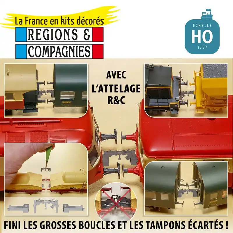 Set de 5 attelages à vis à élongation variable pour matériel roulant HO (boîtiers NEM) Régions & Compagnies VOIA61 Produit De Marque