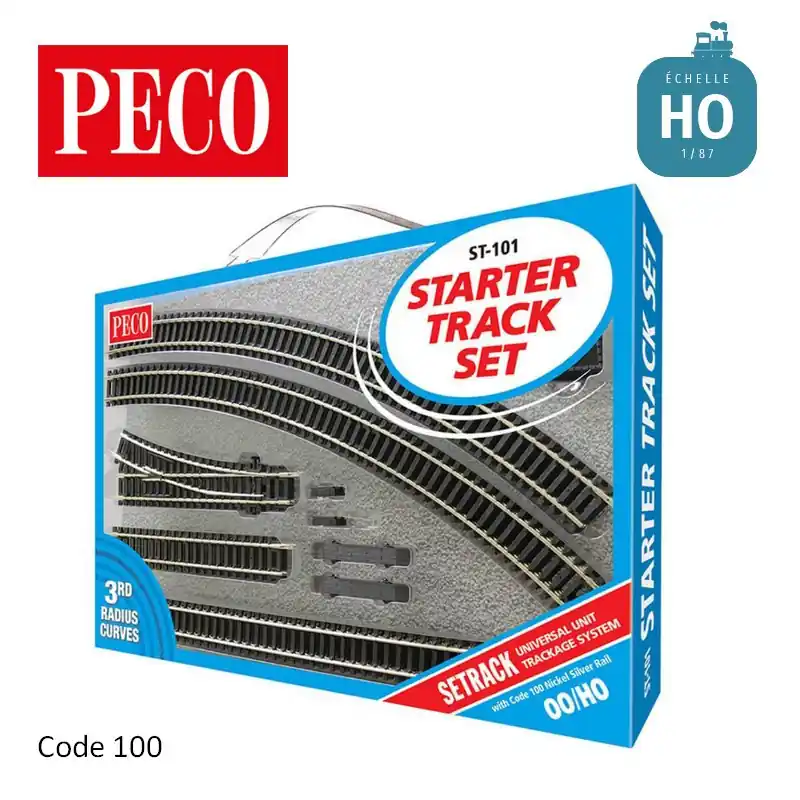 Coffret de démarrage voie et aiguillages R3 505mm HO Code 100 Peco ST-101 Must-Have