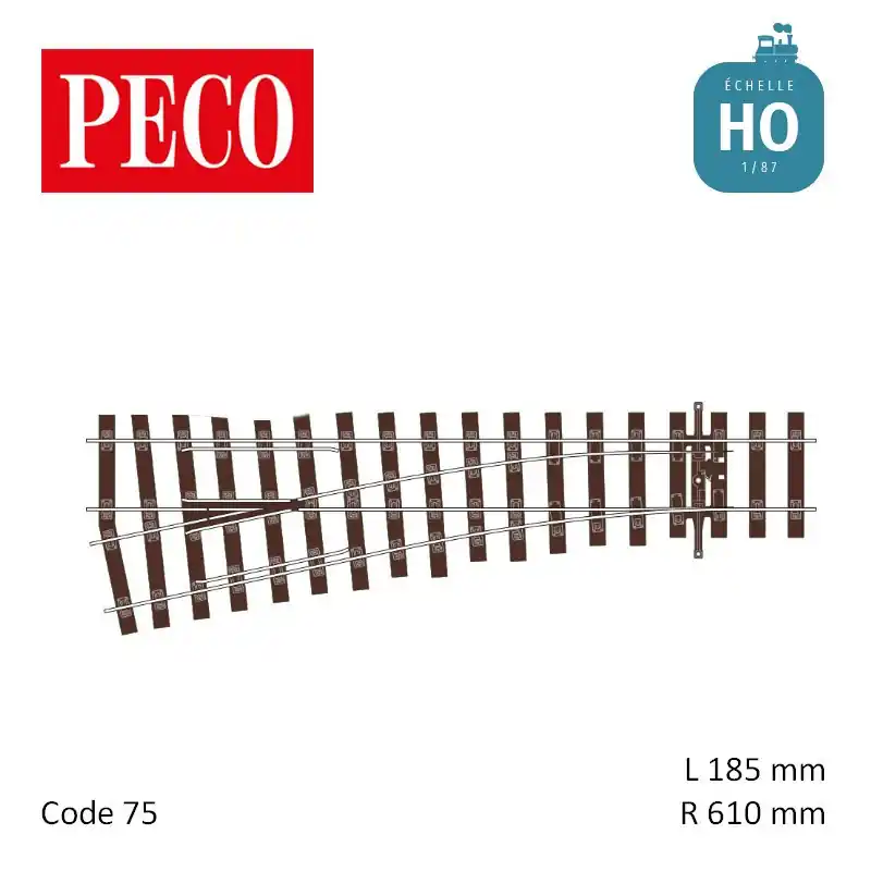 Offre Du Jour Aiguillage court à gauche Streamline Unifrog double champignon R610mm 12° code 75 HO Peco SL-U1192