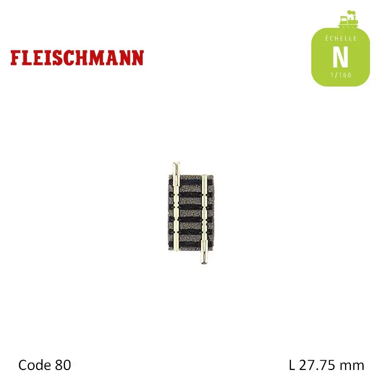 Promotion Saisonnière Rail droit ballasté N-Track L27,75mm Code 80 N Fleischmann 9104