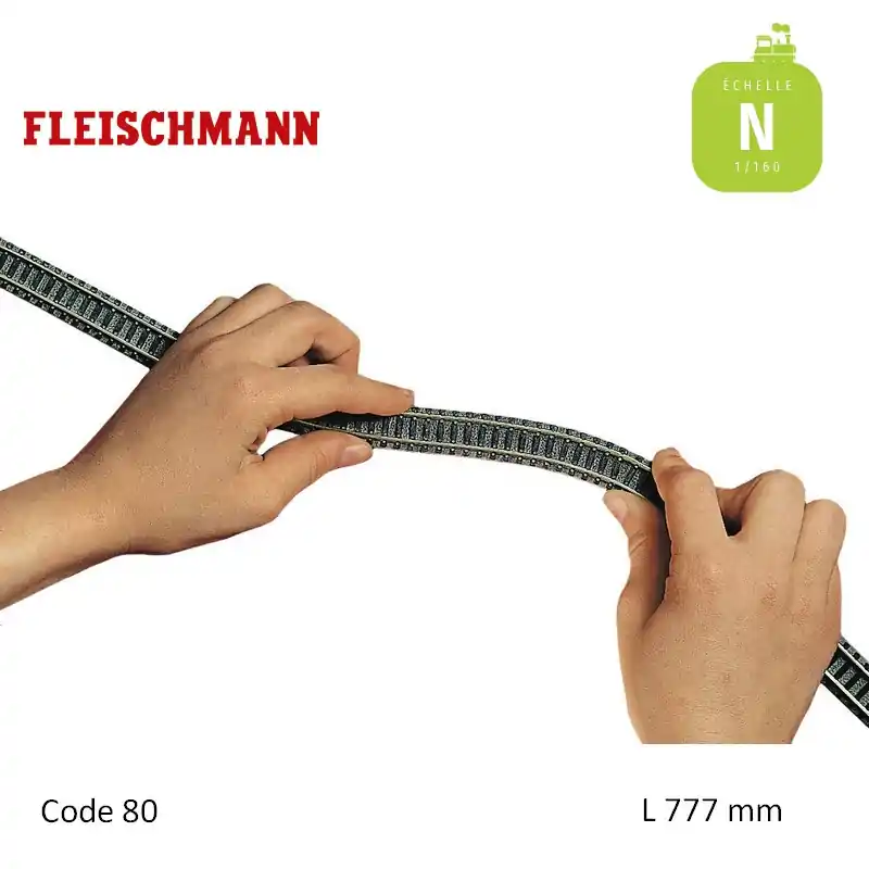 Meilleure Vente Rail flexible N-Track L777mm Code 80 N Fleischmann 9106