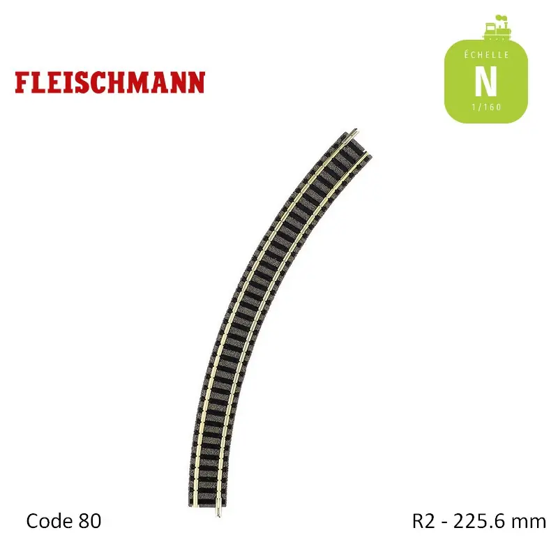 Rail courbe ballasté N-Track R2 225,6mm 45° Code 80 N Fleischmann 9125 Commander Maintenant