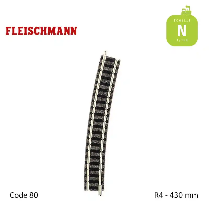 Rail courbe ballasté N-Track R4 430mm 15° Code 80 N Fleischmann 9136 Commander Maintenant