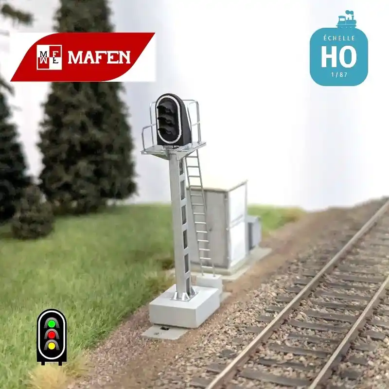 Signal lumineux SNCF 3 feux Sémaphore HO Mafen 913203 Authentique