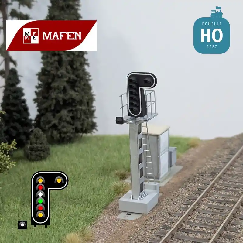 Signal lumineux SNCF 8 feux Carré + Ralentissement + feu blanc avec oeilleton HO Mafen 913211 Offre Exclusive