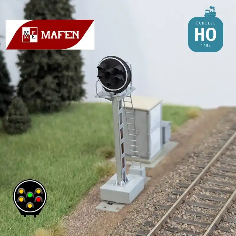 Dernier Modèle Signal lumineux SNCF disque de BAPR 6 feux rouge-vert et 4 jaunes HO Mafen 913222