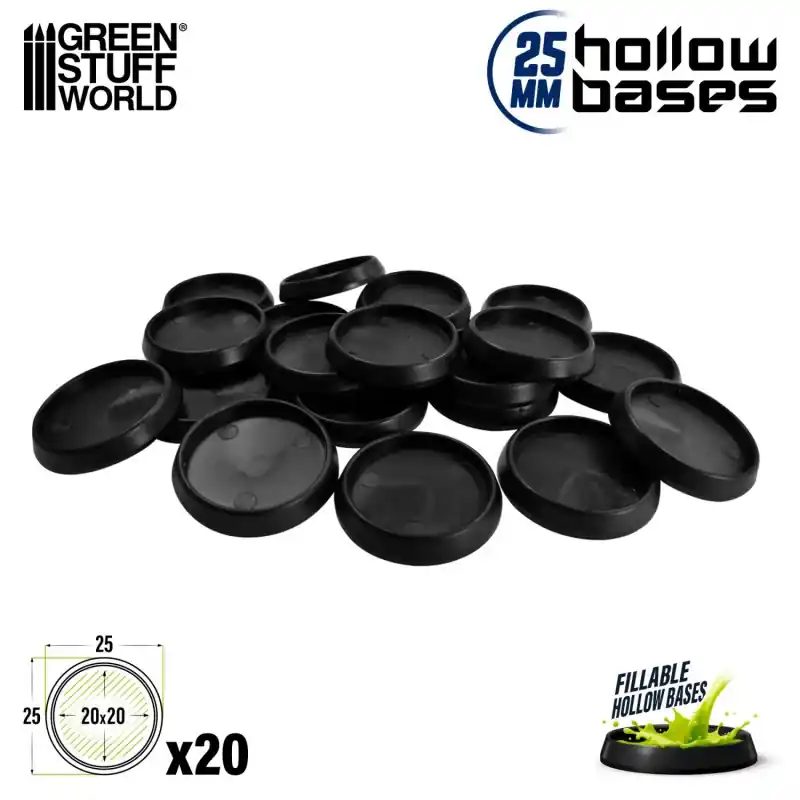 Offre Limitée Socles en Plastique Noir avec Creux - Rond 25mm