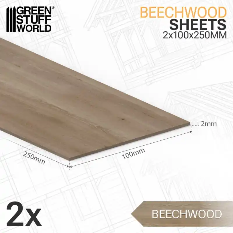 Marque Feuille de Bois de Hêtre 2x100x250mm