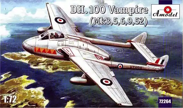 Haute Qualité A-Model 72264 de Havilland 100 Vampire (MK.3,5,6,9,52)