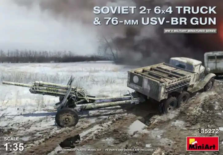 MiniArt 35272 Soviet 2T 6x4 Truck & 76mm USV-BR Gun Meilleur Prix