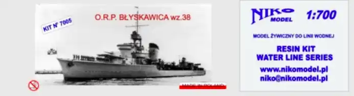 Solde NIKO MODEL 7005 Polish Destroyer Blyscawica 1938