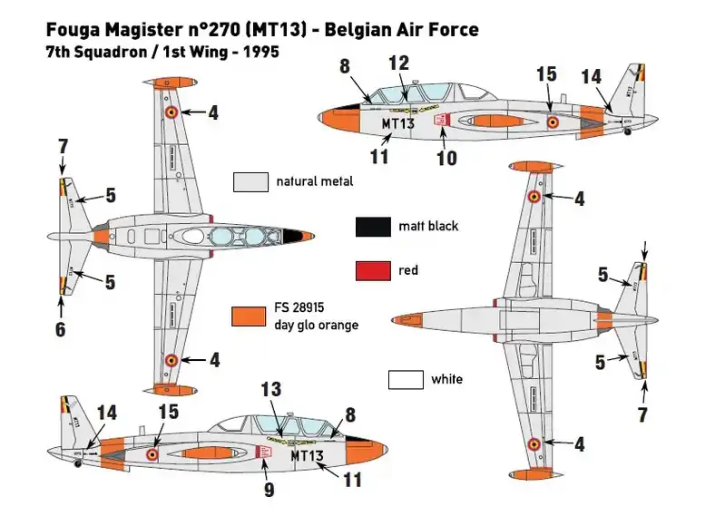 Populaire Miniwing 353 Fouga CM.170 Magister - Belgian Air Force (1 plastic kit in bag - 1 decal version)
