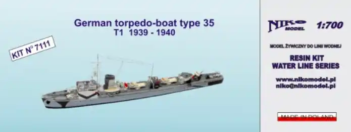 NIKO MODEL 7111 German torpedo-boat type 35 T1 1939 - 1940 Prix Bas