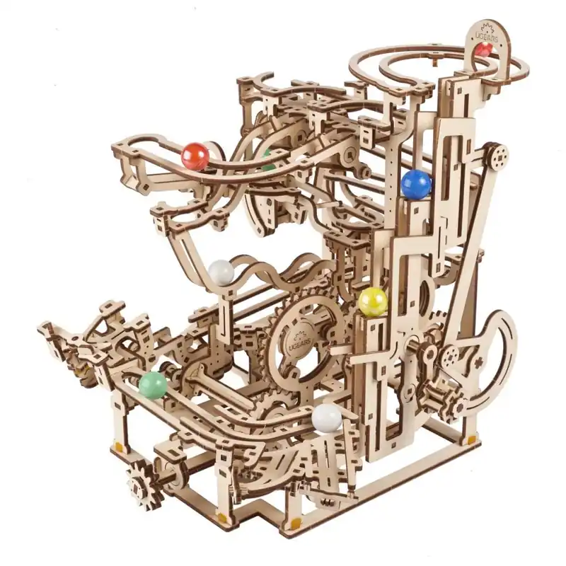 Commander Vite Ugears Maquette en bois Circuit à billes Palan à Etages 38cm 315 pièces 10 billes