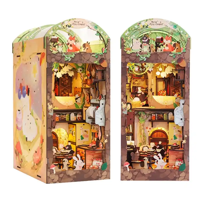 Réduction Kit Maquette Book Nook Appartement de la Taupe 18x11x27 cm HCB106 Serre-livres 3D avec Vitre anti-poussière