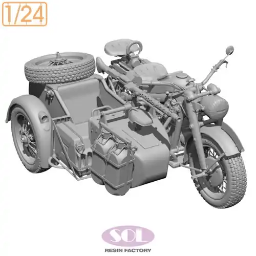 SOLMODEL MM904 German WWII Motorcycle Zundapp with Sidecar (3D-Printed) Vente Flash