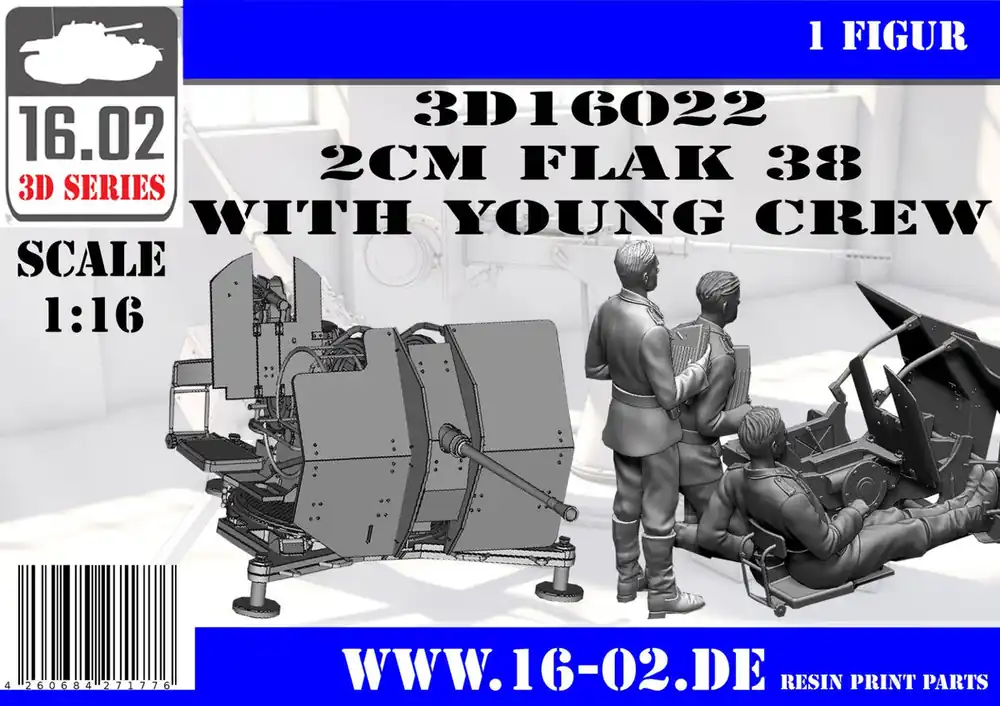 Custom scale 3D16022 2cm Flak 38 With Young Crew Super Prix