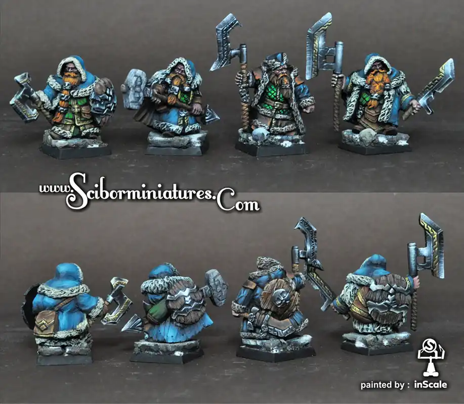 Satisfait Ou Remboursé Scibor Monstrous Miniatures 28FM0667 Ice Stronghold Dwarves - 4 Miniatures Set 3