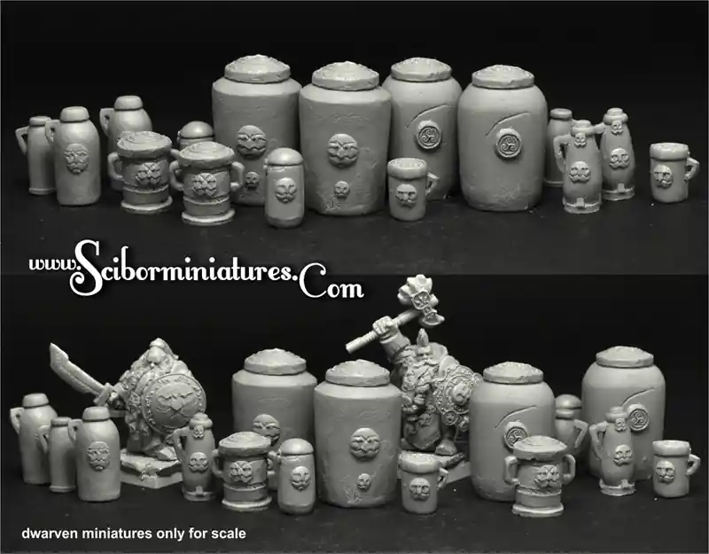 Scibor Monstrous Miniatures TEDR0017 Dwarven Ceramics set (16 pcs) Certifié