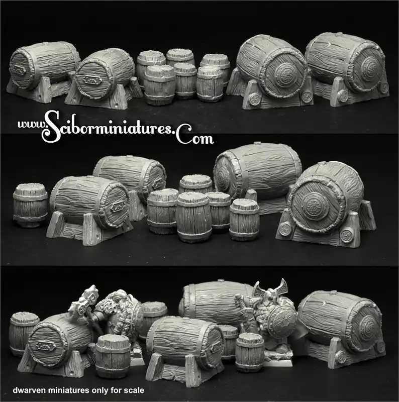 Scibor Monstrous Miniatures TEDR0018 Dwarven Barrels set (10 pcs) Bon Marché