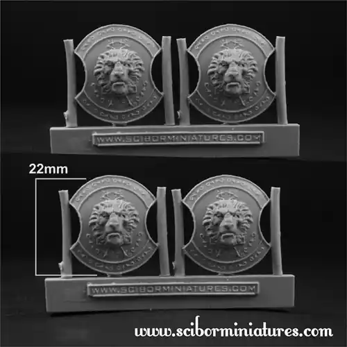 Scibor Monstrous Miniatures CPSH0225 Lion SF Shields 2 (4 pcs) Livraison Express