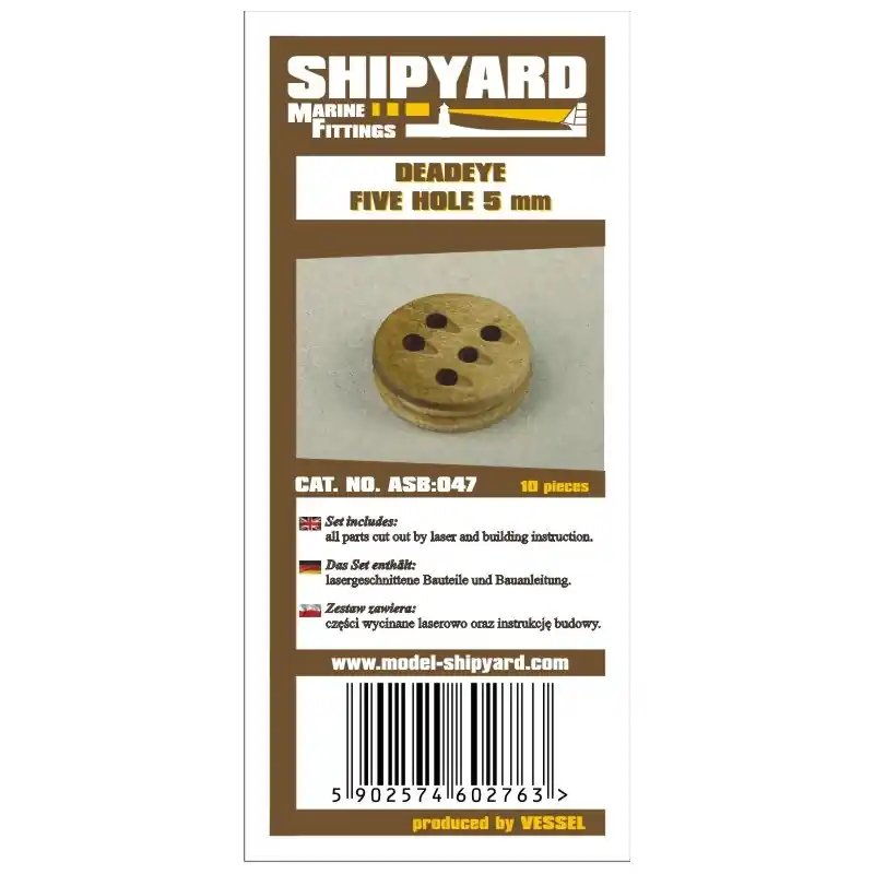 Réduction ShipYard ASB047 Deadeyes Five Hole 5mm