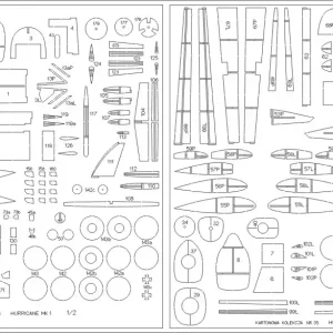 Prix Cassé Kartonowa Kolekcja AKC-204L Hawker Hurricane Mk I - Zestaw Elementów Kartonowych (szkielety, detale)