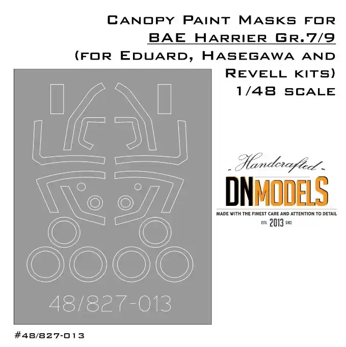 Populaire DISCONTINUED DN Models 48-827-013 Canopy And Wheels Paint Masks For BAE Harrier Gr.7/9