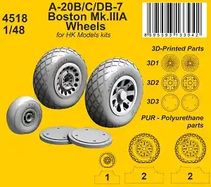 Prix Réduit NEW! CMK K4518 Douglas A-20 B/C / DB-7 Boston Mk.III - Wheels Set (for HKM Kits / 3D-Printed)
